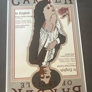 Rare Vintage Carmen Opera Poster with Rose Design